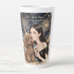 Girl kissing Poodle Puppy–Poodle Mom Latte Mug