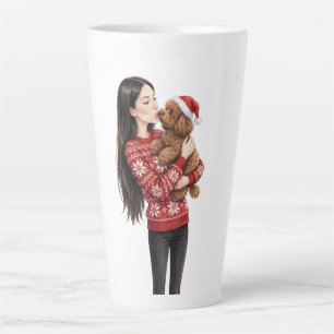 Girl kissing Poodle Puppy–Poodle Mom Latte Mug