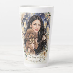 Girl kissing Poodle Puppy–Poodle Mom Latte Mug