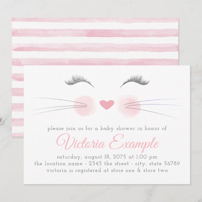 Girl Kitten Cat Baby Shower Invitation (Front/Back)