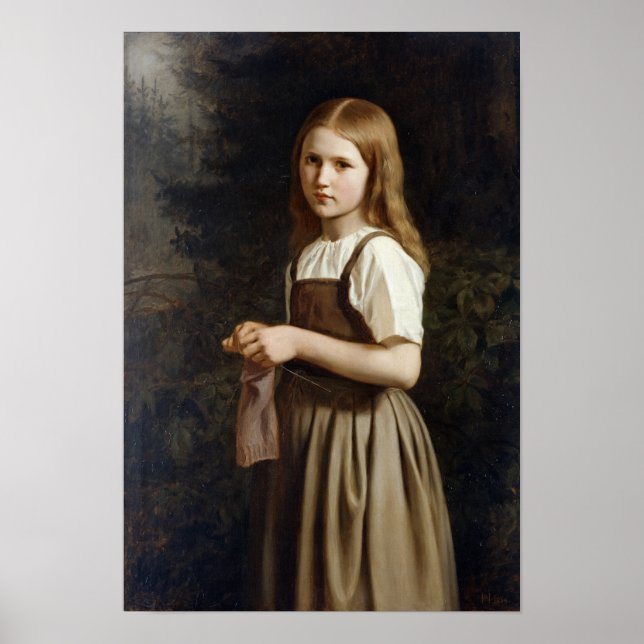 Girl Knitting, 1854 Poster (Front)