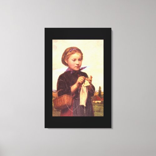 Girl Knitting Albert_Portraits Canvas Print