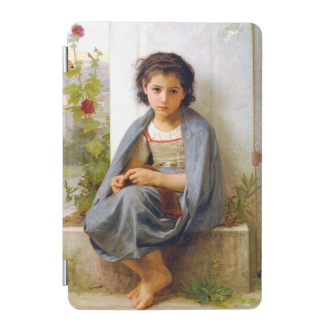 Girl Knitting, Bouguereau iPad Mini Cover (Front)