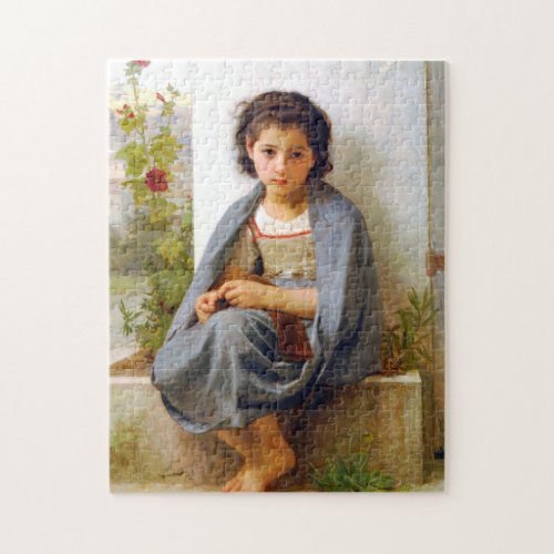 Girl Knitting Bouguereau Jigsaw Puzzle