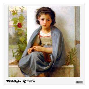 Girl Knitting, Bouguereau Wall Decal