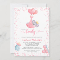 Girl Koala Bear We Can Bearly Wait Baby Shower Invitation