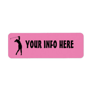 GIRL LADY GOLFER GOLF pink RETURN ADDRESS LABELS