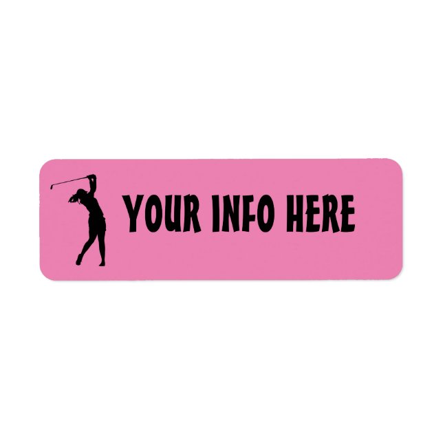 GIRL LADY GOLFER GOLF pink RETURN ADDRESS LABELS (Front)