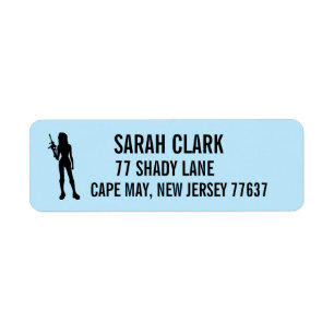 Girl Lady with gun Return Address Labels