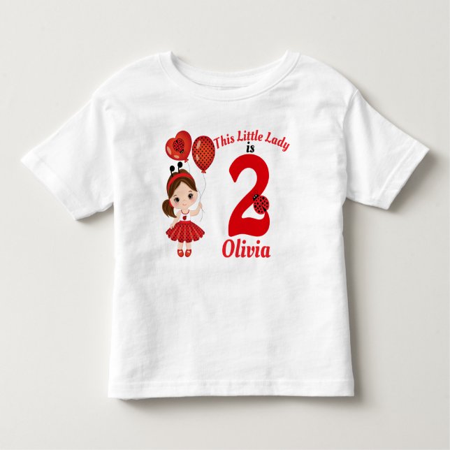Girl Ladybug Birthday Toddler Fine Jersey T-Shirt (Front)
