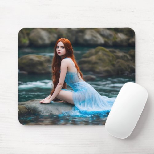 girl lake lovely luxury redhead cute fashion art mouse pad