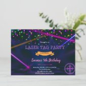 Girl laser tag birthday invitation (Standing Front)