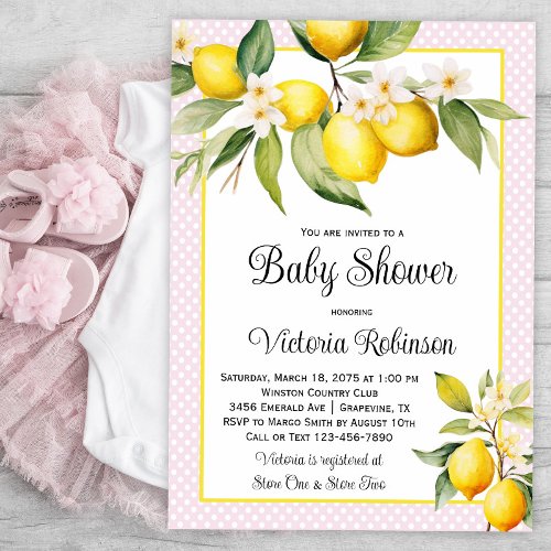 Girl Lemon Baby Shower Invitation