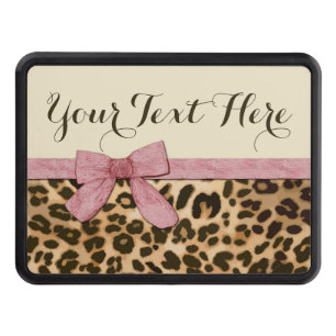Girl Leopard Print Baby Pink Bow Hitch Cover