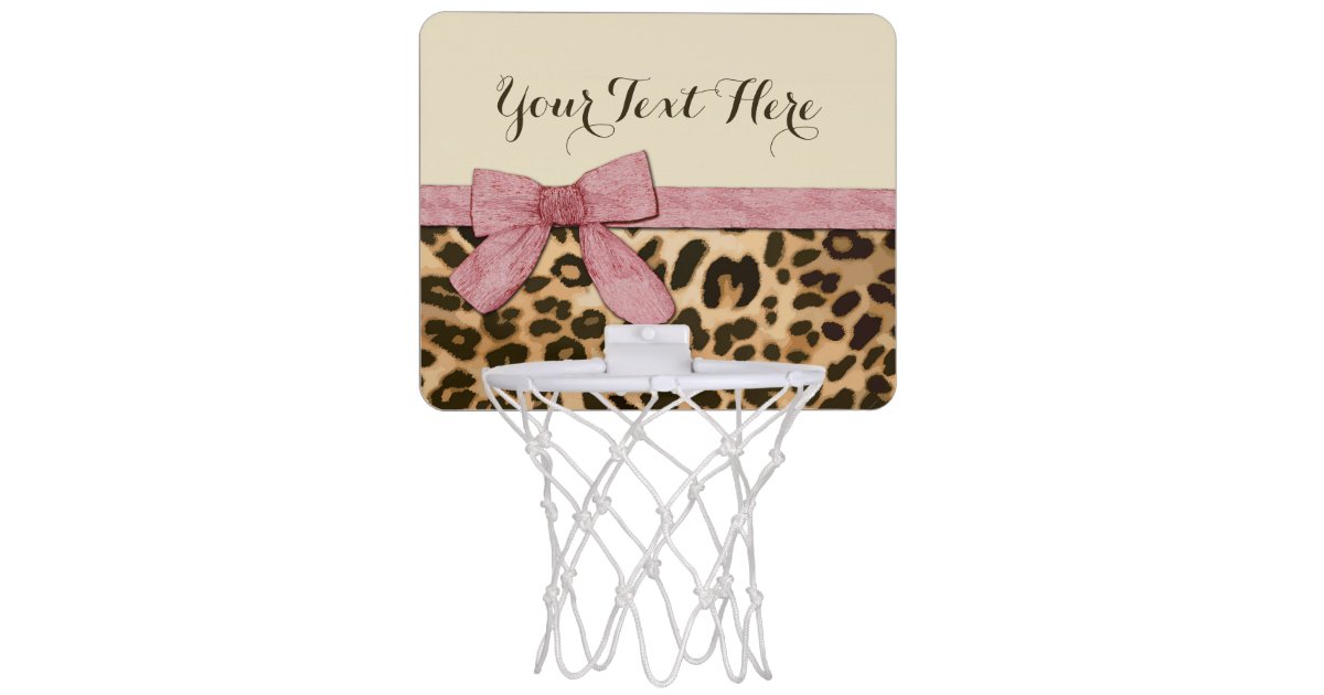 Girl Leopard Print Baby Pink Bow Mini Basketball Hoop Zazzle Com
