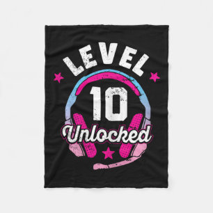 Girl Level 10 Unlocked Video Game 10th Birthday Gi Fleece Blanket