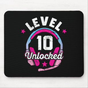 Girl Level 10 Unlocked Video Game 10th Birthday Gi Mouse Pad