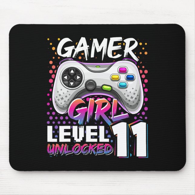 Girl Level 11 Unlocked Video Game 11th Birthday Gi Mouse Pad (Front)