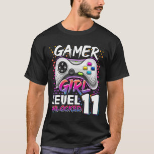 Girl Level 11 Unlocked Video Game 11th Birthday Gi T-Shirt