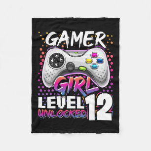 Girl Level 12 Unlocked Video Game 12th Birthday Gi Fleece Blanket