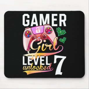 Girl Level 7 Unlocked Video Game 7th Birthday Mouse Pad