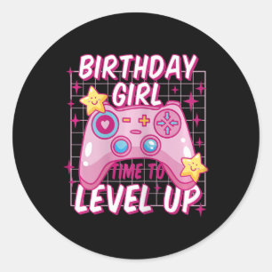 Girl Level Unlocked Video Game Birthday Gift Girls Classic Round Sticker