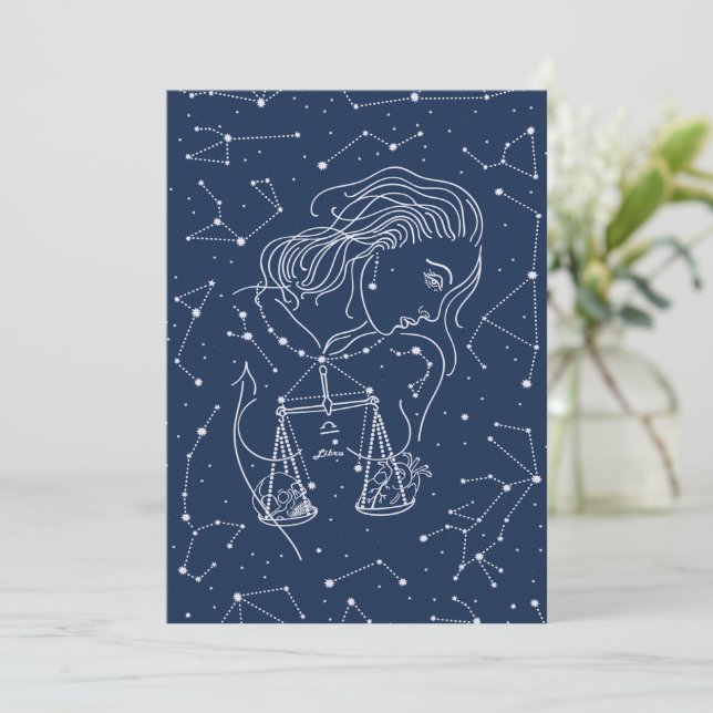 Girl Libra Zodiac Sign Flat Card (Standing Front)