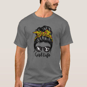 Girl Life Messy Bun Hair Track And Field Athlete C T-Shirt