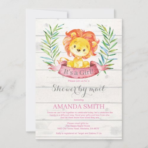 Girl Lion Baby Shower by Mail Invitation