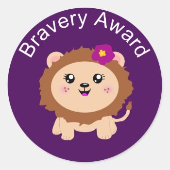 Girl Lion Bravery Award - Sticker For Being Brave by kawaiisquared at Zazzle