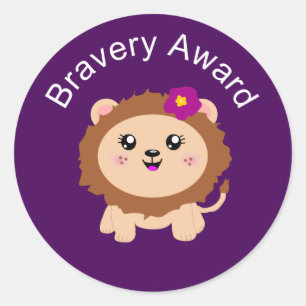 Girl Lion Bravery Award - Sticker for being brave