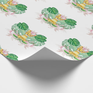 Girl Lion Illustration Safari modern Wrapping Paper