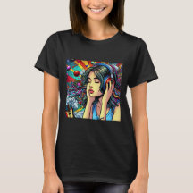 Girl Listening to Music on Headphones Psychedelic