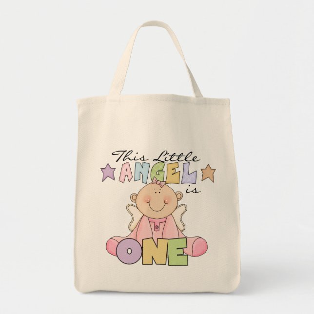 Girl Little Angel 1st Birthday Tshirts and Gifts Tote Bag (Front)