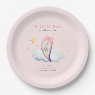 Girl Little Boo Bow Ghost Halloween Baby Shower Paper Plates