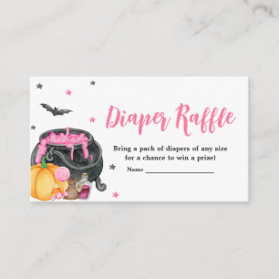 Girl Little Boo Ghost Baby Shower Diaper Raffle Enclosure Card