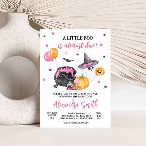 Girl Little Boo Ghost Baby Shower Invitation