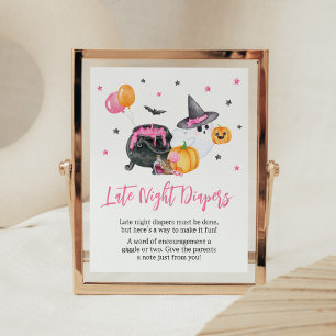 Girl Little Boo Ghost Late Night Diapers Poster