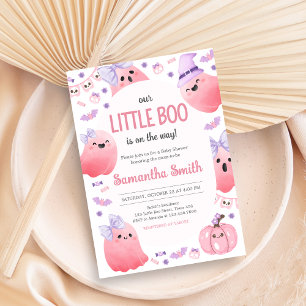 Girl Little Boo Halloween Baby Shower Invitation