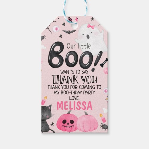 Girl Little Boo Halloween Birthday Thank You Tag