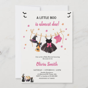 Girl Little Boo Halloween Clothesline Baby Shower Invitation