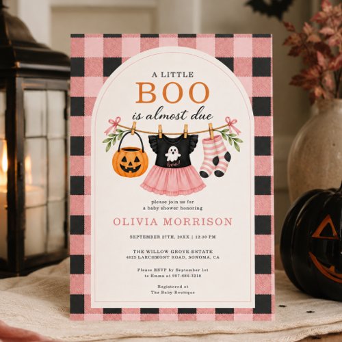 Fall Little Boo Pink baby shower invitation