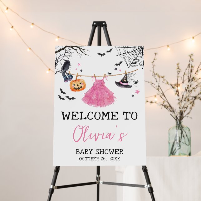 Girl Little Boo Halloween Pumpkin Welcome Sign (In Situ (Stand))