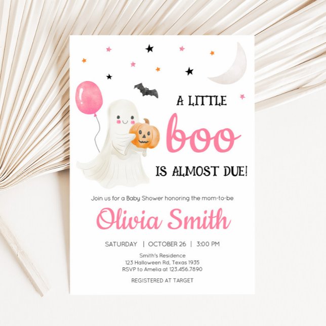 Girl Little Boo is Almost Due Baby Shower Invitation (A Little Boo Baby Shower Invitation )