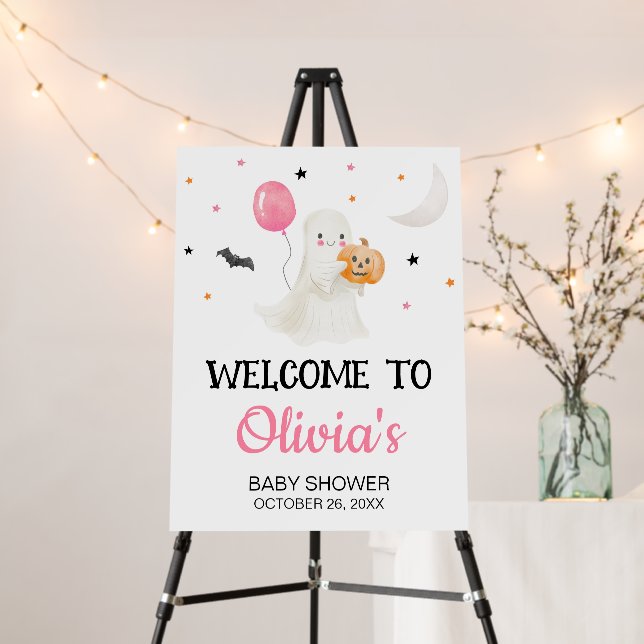 Girl Little Boo is Almost Due Welcome Sign (In Situ (Stand))