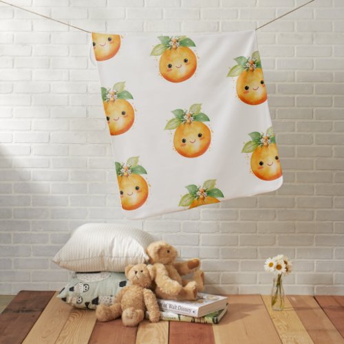 Girl Little Cutie Orange Citrus Baby Blanket