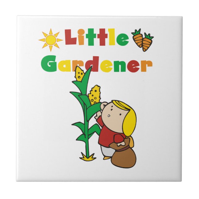Girl Little Gardener Ceramic Tile (Front)