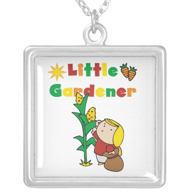 Girl Little Gardener Silver Plated Necklace (Front)
