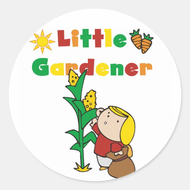 Girl Little Gardener T-shirts and Gifts Classic Round Sticker (Front)
