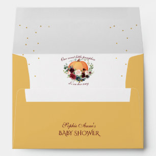 Girl Little Pumpkin Baby Shower Return Address Envelope